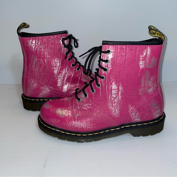 Dr. Martens AirWair Combat boots Pink w/Silver brush strokes 💞 - Picture 5 of 12